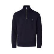 Marineblå Bomull Half-Zip Genser