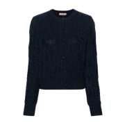 Monogram Jacquard Sweater med Gull-Tone Broche