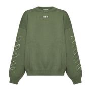 Grønn Bomullsblandet Crew Neck Genser