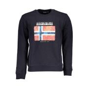 Blått Casual Sweatshirt med Rund Hals