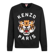 Svart Sweatshirt Lucky Tiger Broderi