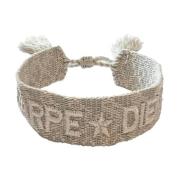 Woven Friendship Bracelet Carpe Diem Light Grey