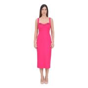 Fuchsia Sheath Midi Kjole med Barokkspenner