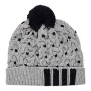 Kabelstrikk Pompom Lue Lt Grey