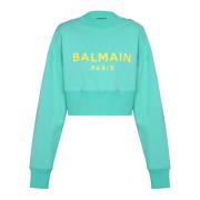 Cropped sweatshirt med Paris-trykk