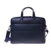 Professional bag in blue leather and nylon