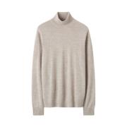 Beige Melange High Neck Sweater