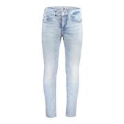 Slim Fit Denim Jeans Blå Brodert