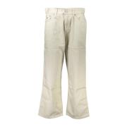 Beige Loose Bomull Jeans 5-Lomme Stil