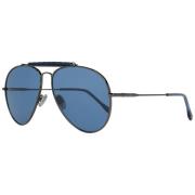 Gunmetal Aviator Solbriller Blå Linse