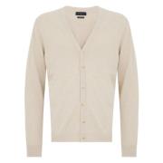 Knepping cardigan i ull, Beige