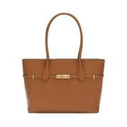 Brun skinn Shopper med Interlocking Hardware