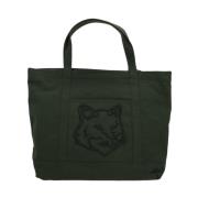 Canvas Tote Bag med Fox Broderi