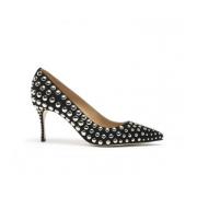 Svart Skinn Studs Pumps