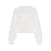 Beskåret Ivory Sweatshirt med Maxi Logo