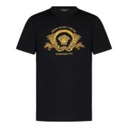 Svart Brodert Medusa Emblem T-skjorte