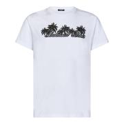 Hvit Palm Tree Logo T-skjorte