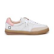 Hvit Rosa Skinn Sneakers Nitter Lukking