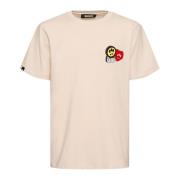 Beige Bomull T-skjorte med Logo Print