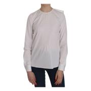 Elegant Hvit Bomull Crew Neck Top