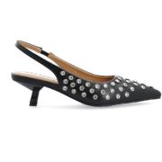 Rhinestone Kitten Heel Slingback - Svart