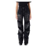 Svart Faded Multi Panel Jeans