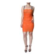 Oransje Sheer Bodycon Mini Kjole