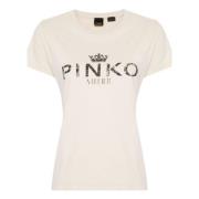 Beige Jersey T-skjorter med Logo Print