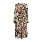 Blomster Paisley Print Midi Kjole