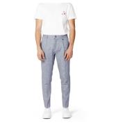 Blå Geometrisk Slim Fit Casual Bukser