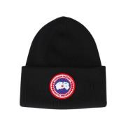 Svart Ull Vinter Beanie Lue