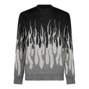 Flames Jacquard Jumper Sweater Svart/Grå