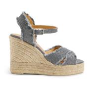 Bromelia metall-lin espadrillos med ankelstropp med side metallspenne ...