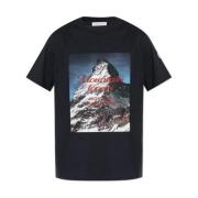 Navy Mountain Motif Grafisk T-skjorte