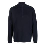 Marineblå Ull Zip Sweater