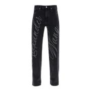 Rhinestone Straight Jeans