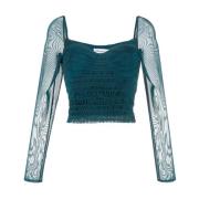 Elegant Grønn Mesh Bluse