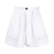 Hvit Casual High Waist Bomullsshorts