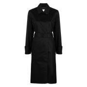 Sort Bomull Casual Trench Coat