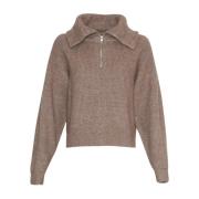 Zip Pullover i valnøtt melange