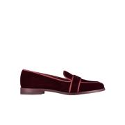 Burgundowe Loafers z Weluru