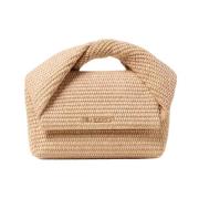 Beige Twister Medium Raffia Håndveske