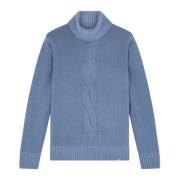 Blå Garment Dyed Re-Wool Turtleneck Genser