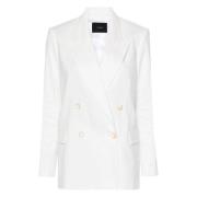 Hvit Lin Casual Blazer