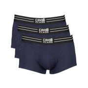 Blå Bomull Boxershorts, Elastisk Midje, Kontrastdetaljer, Logo