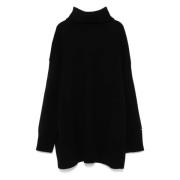 Casual Svart Ull Turtleneck Sweater