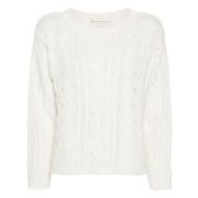 Blå Cable-Knit Sweater Elegant Stil