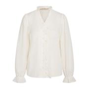 Feminin Skjorte med Volanger Off White