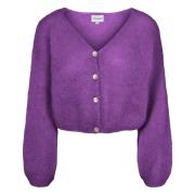 Mohair Cropped Cardigan Dyp Lilla