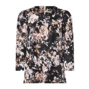 Multifarget 3/4 Ermer Bluse med Flora Print